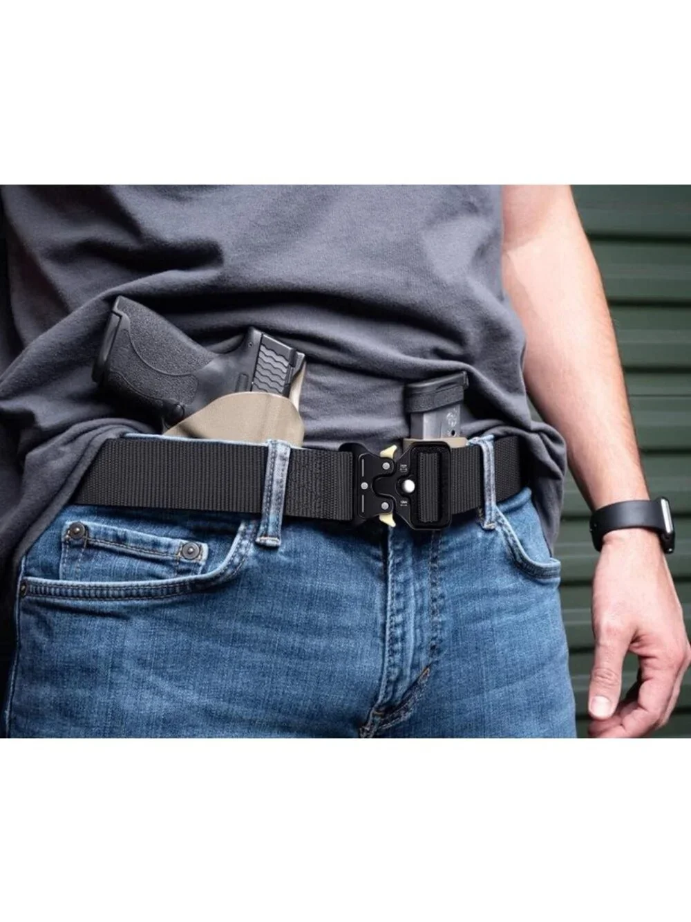 Tactical Military Style Belts for Men - 3-Pack, Quick-Release Buckle & Key Ring